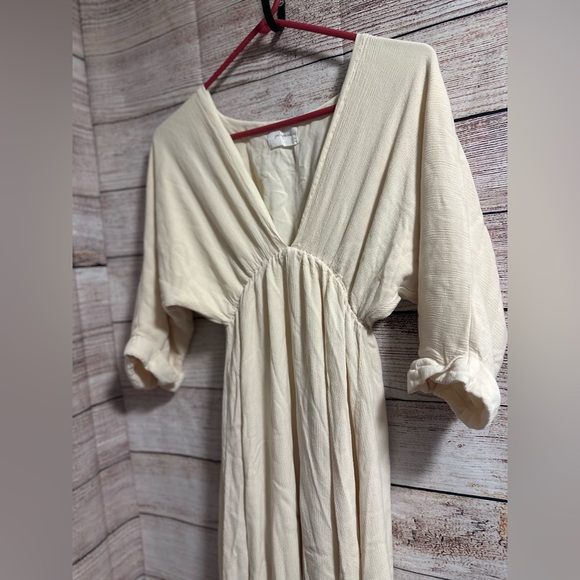 Girl And The Sun Dresses & Skirts - Cream V-Neck Gathered Waist Maxi Dress